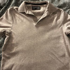 Calvin Klein Short Sleeve Polo (Beige, breathable and light Cotton Blend)